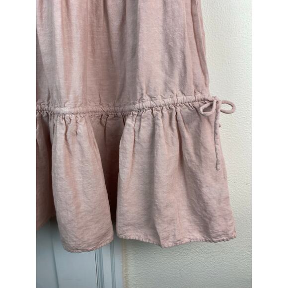 Madewell Lorelei M Dusty Pink Tiered Linen Blend Mini Shift Dress - Picture 2 of 8